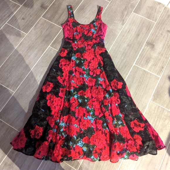 Tracy Reese Anthropologie tulle floral lace midi dress - Picture 2 of 3